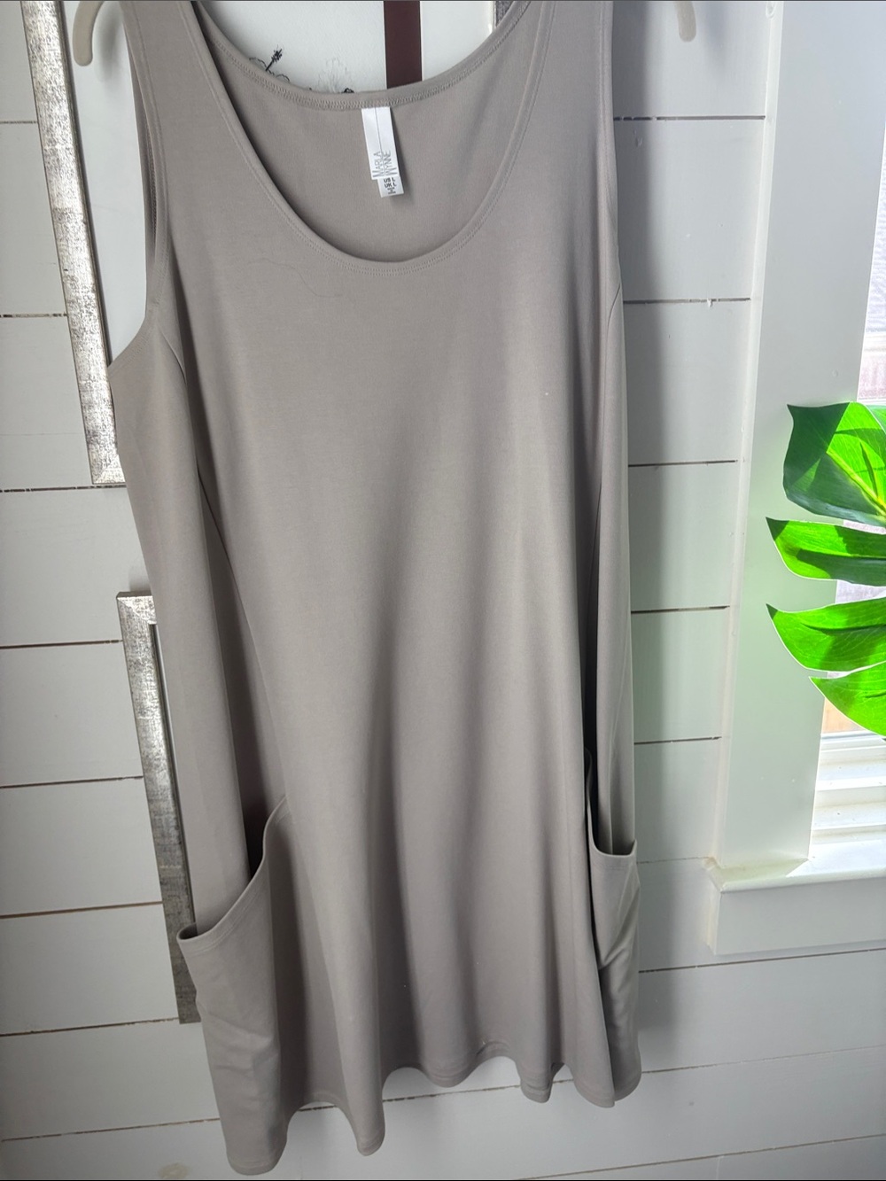 MarlaWynne Taupe Midi Tank Dress with Pockets